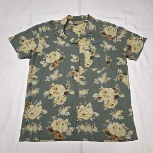 Floral Womens Button Up Tropical L